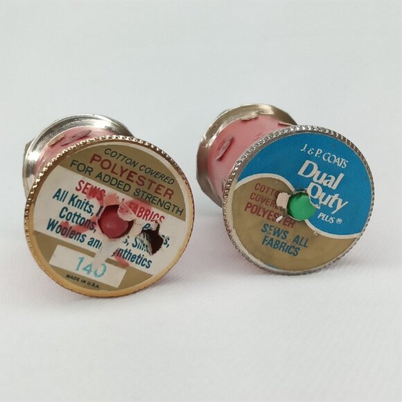 Vintage Christmas Candle Holders Set Of 2 Made From Thread Spools 1970s - Picture 9 of 9